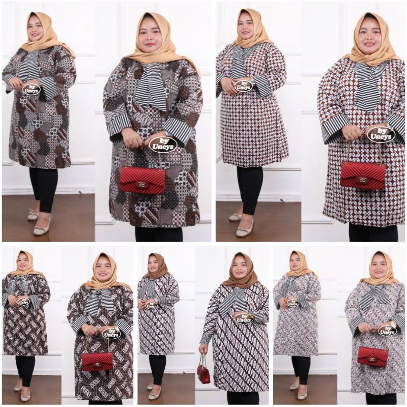 Atasan Tunik Batik Jumbo Busui Friendly Ld 140 cm