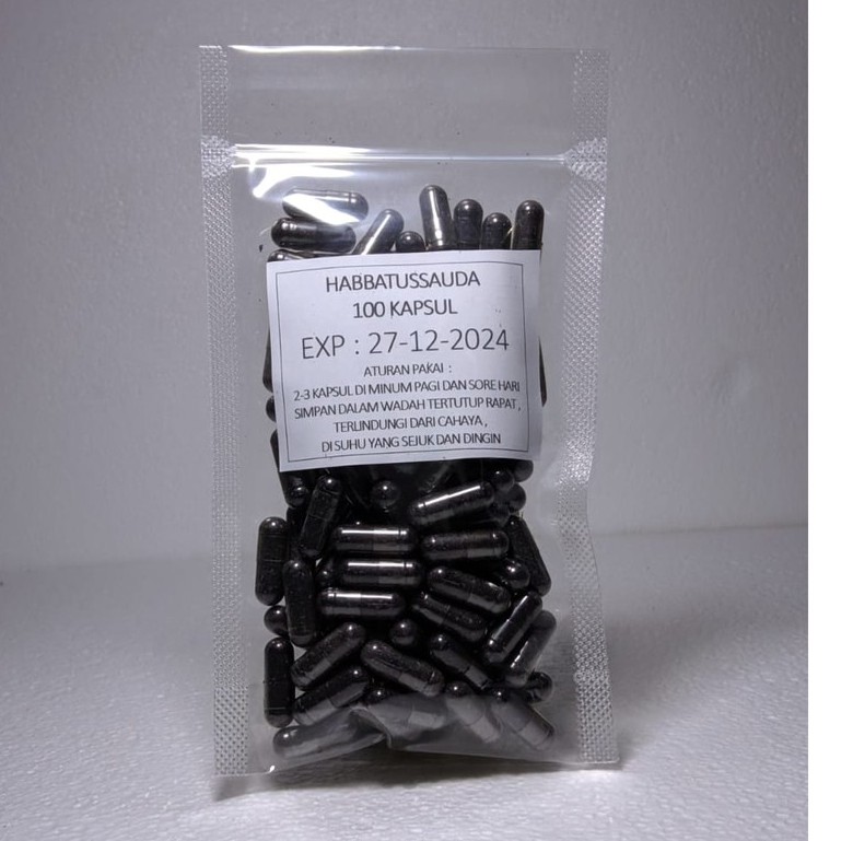 Serbuk Habbatussauda | Jinten Hitam Obat Herb1al Original ( isi 100 pcs ) Bentuk Kapsul.