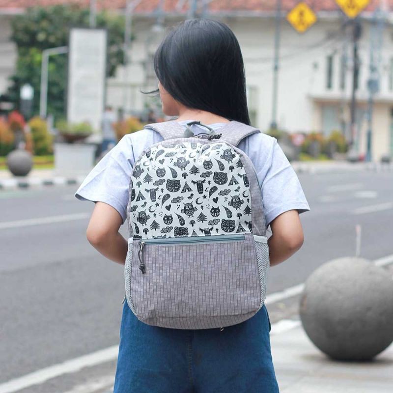 Tas Backpack Wanita Terbaru Abu | Tas Ransel Punggung Gendong Cantik Kekinian | Tas Sekolah Kuliah Kerja Cewek Premium Termurah Original