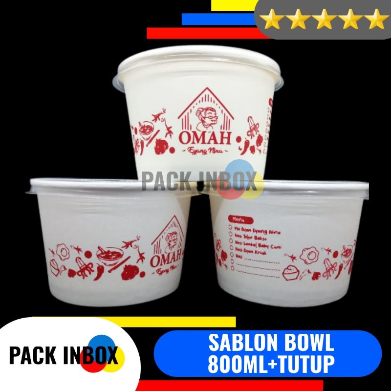 GRATIS DESAIN SABLON PAPER BOWL 800ML CUSTOM DESAIN DAN TUTUP CETAK PAPER BOWL 800 ML CUSTOM DESAIN