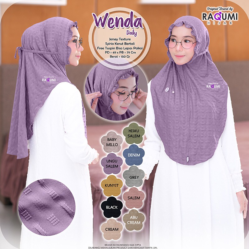 Wenda Daily Hijab Original Raqumi Hijab Wanita Jersey texture Syiria