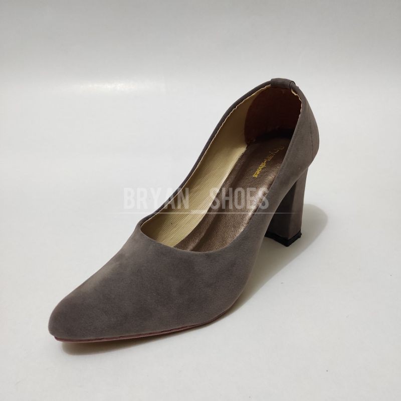 Bryan Alova Pantofel Tahu 9cm Formal Suede BigSize Oversize Jumbo 36-40 41 42 43 Sepatu Kerja Kantor