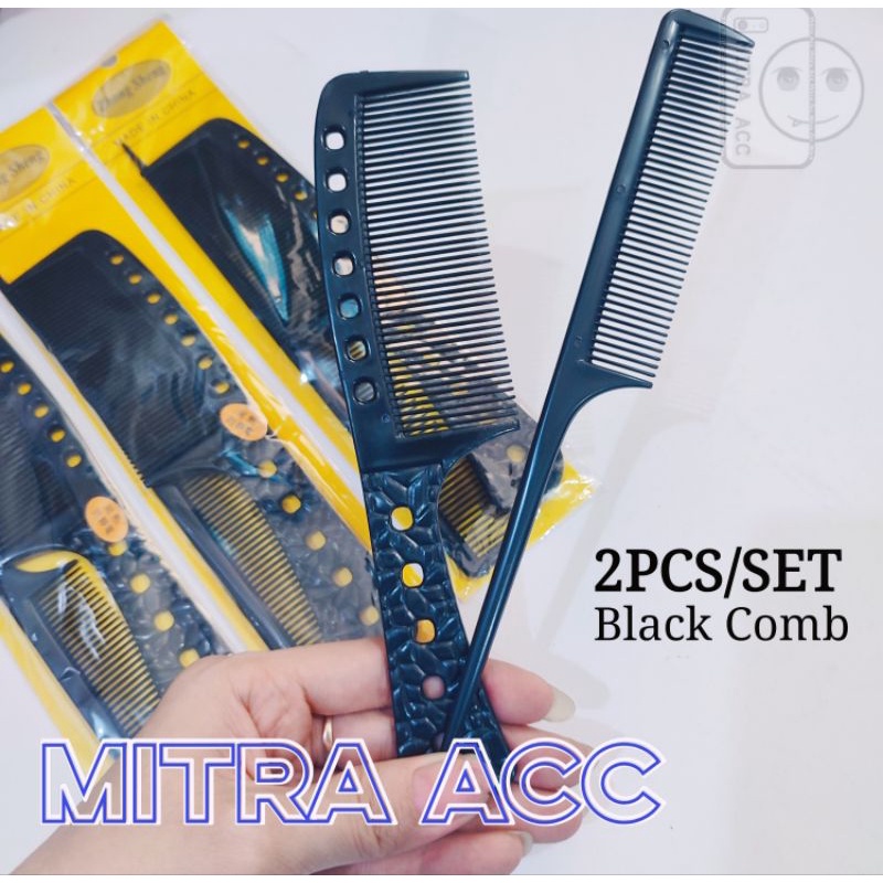 2Pcs/ SET Alat Sisir Rambut/Alat Penata Rambut Black Comb