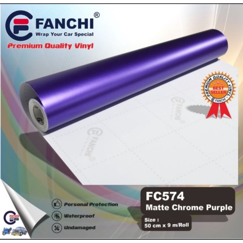 Sticker Fanchi FC574 Matt Chrome Purple ungu Metallic Metalik Doff Premium Wrap