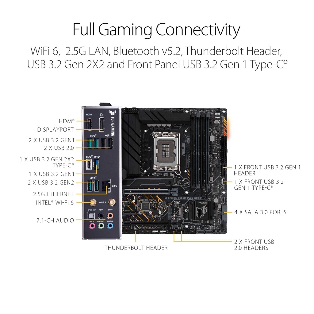 ASUS TUF GAMING B660M-PLUS WIFI D4 | DDR4 Intel B660 LGA1700 Mainboard