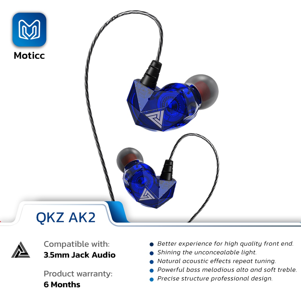 [Dikirim dari Jakarta] QKZ AK2 Sports Running Fashion In-ear Diamond Earphone HIFI Music Bass