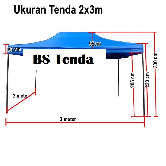 Tenda Lipat Ukuran 2x3 Besi Premium Lengkap Dinding 3 Sisi