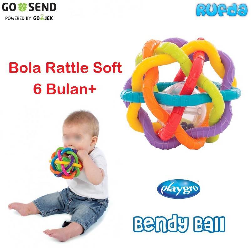 Playgro Bendy Ball, Bola Rattle Mainan Bayi 6 Bulan