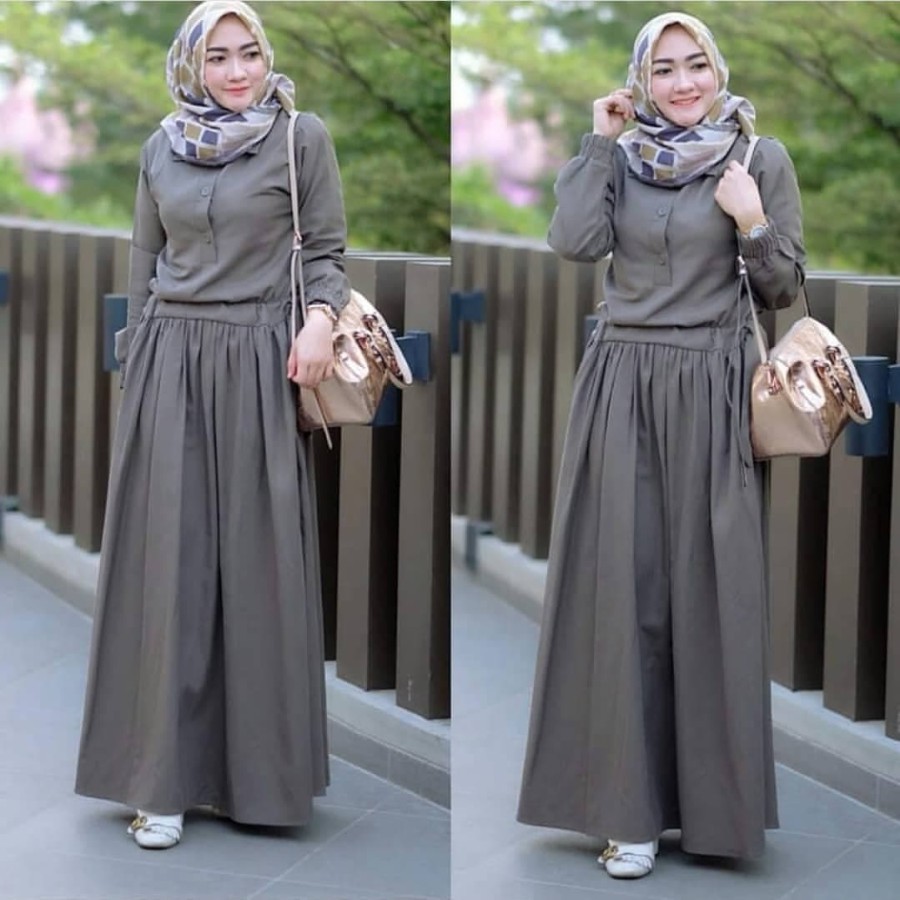 Baju Gamis Syari Syar I asdf Muslim Pesta Fashion Wanita Remaja Murah Terbaru Dress Polos 2020 2021