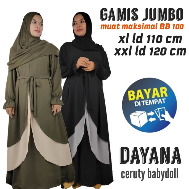 gamis ceruty jumbo ld 120 terbaru premium polos murah busui syar'i