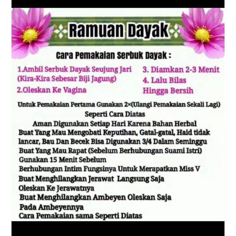 Ramuan Dayak perapat Miss V Ramuan Herbal