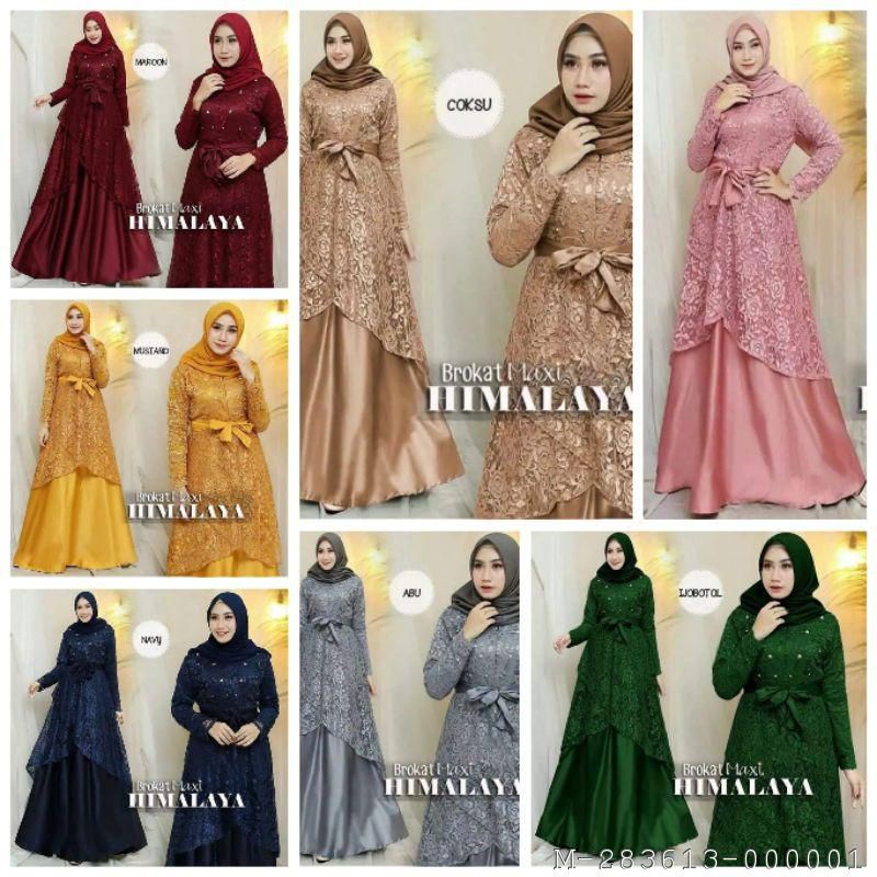 DRESS MAXI WANITA MUSLIM HIMALANA  VLFO-944Variasi：Green himalaya, Mustard himalaya, Maroon himalaya