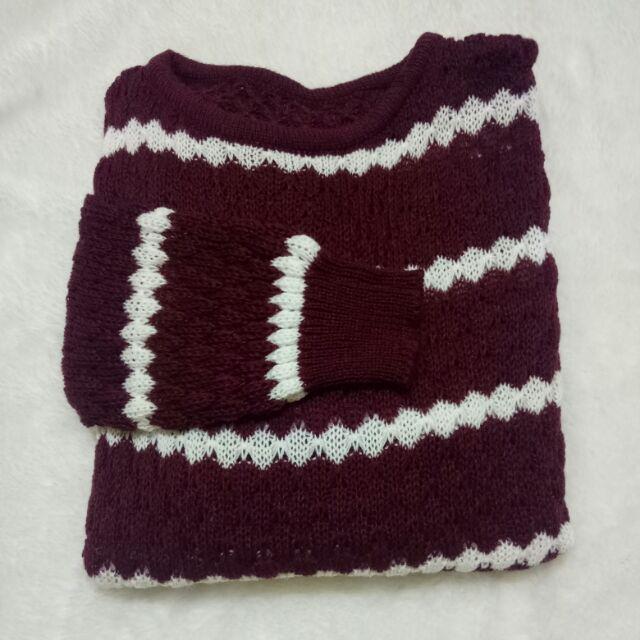 Atasan wanita Baju Rajut ZIGGY TRIBAL - Sweater Stripe ZIGGY SALUR TEBAL-MARUN