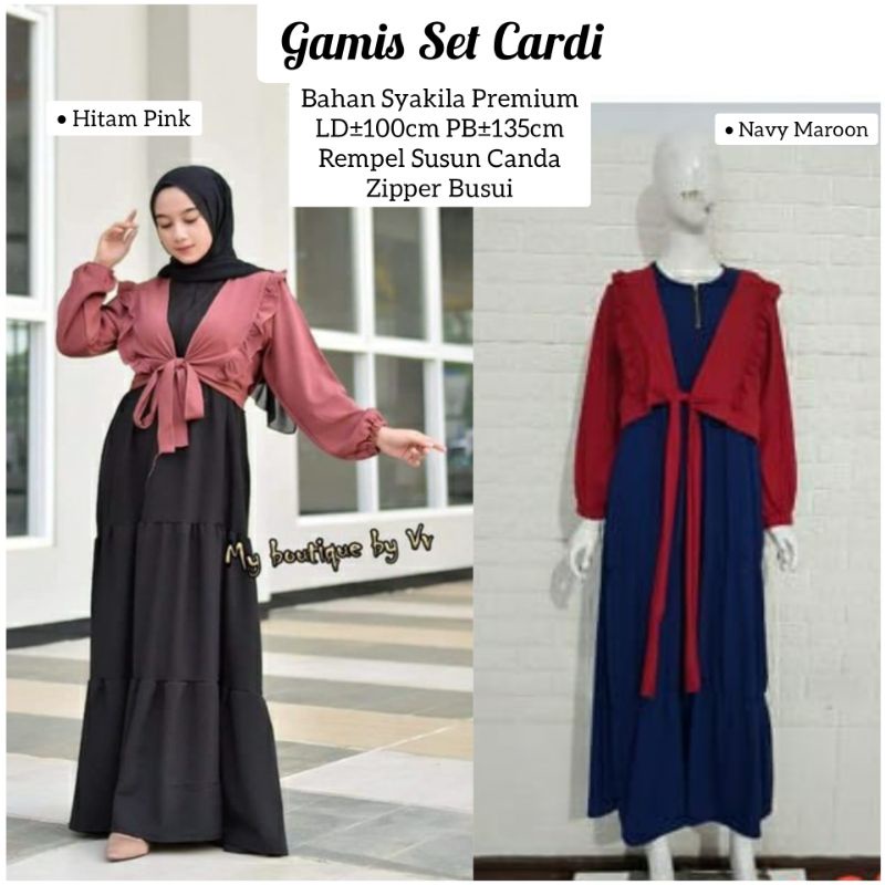 Kaira Dress Gamis Set Outerwear Ambrosia Azzura Jasmine Cathleen Cardigan Aprila Fashion Wanita Musl