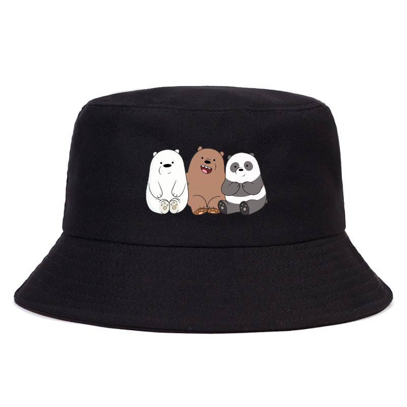 Topi Bucket Nelayan Motif Anime We Bare Bears Untuk Pria Dan Wanita