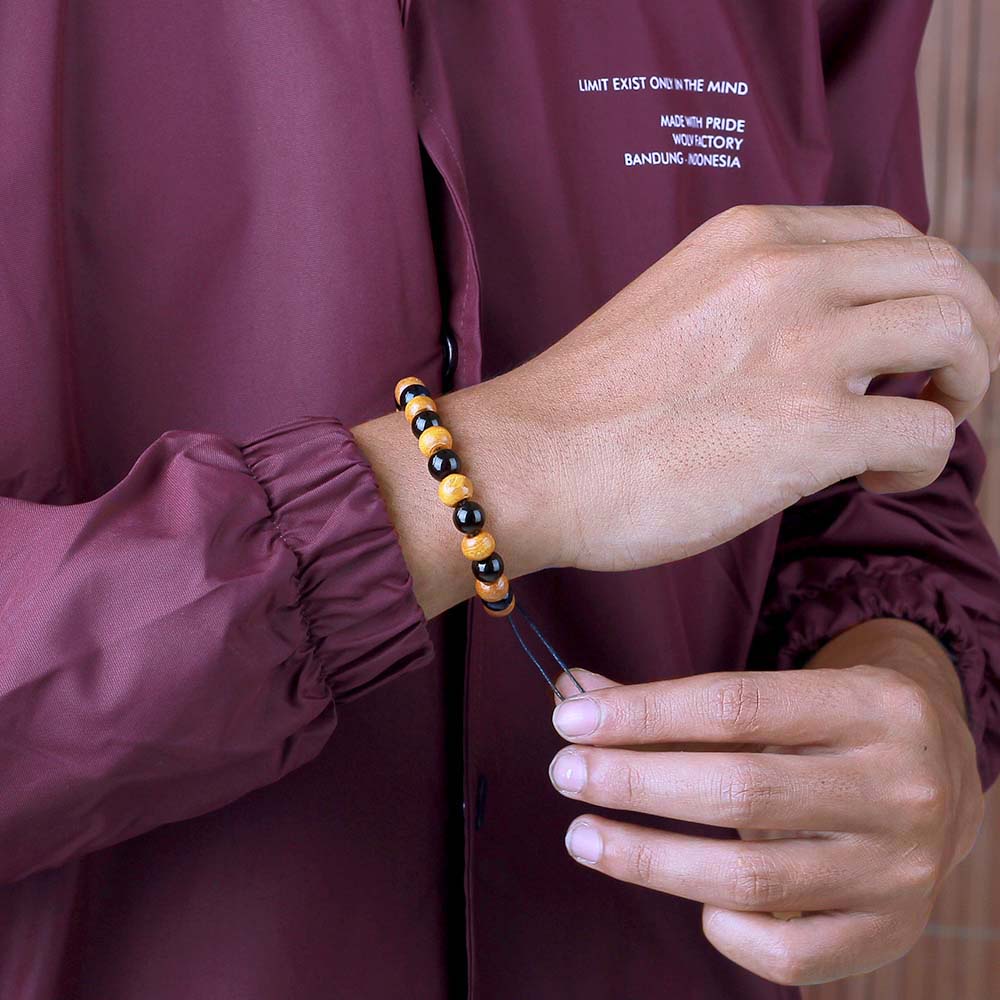 Gelang Handmade Vanka Pria Wanita Manik-manik Hitam Coklat