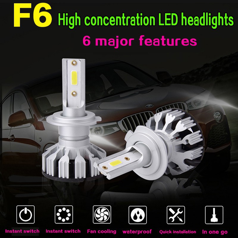 F6 Lampu Sorot Led9005 Hb34 9006 H1H3 H4 H7 H8 H11 880 1 Far Dan Near One Untuk Mobil