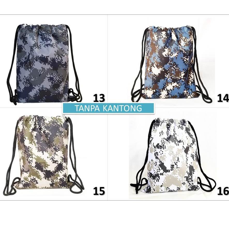 (STOK TERBATAS) String Bag Army US / Drawstringbag Pixel Tentara / Tas Serut Marine Parachute Lopez