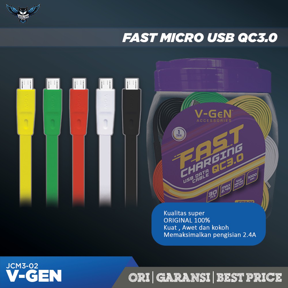 V-Gen Vgen JCM3-02 Kabel Data Charger USB Micro Gepeng Original Resmi