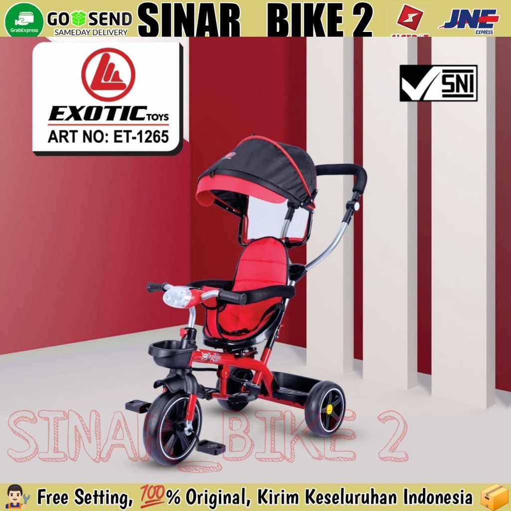 Sepeda Roda Tiga  Exotic ET-1265 Tricycle Stroller Anak Kursi Putar