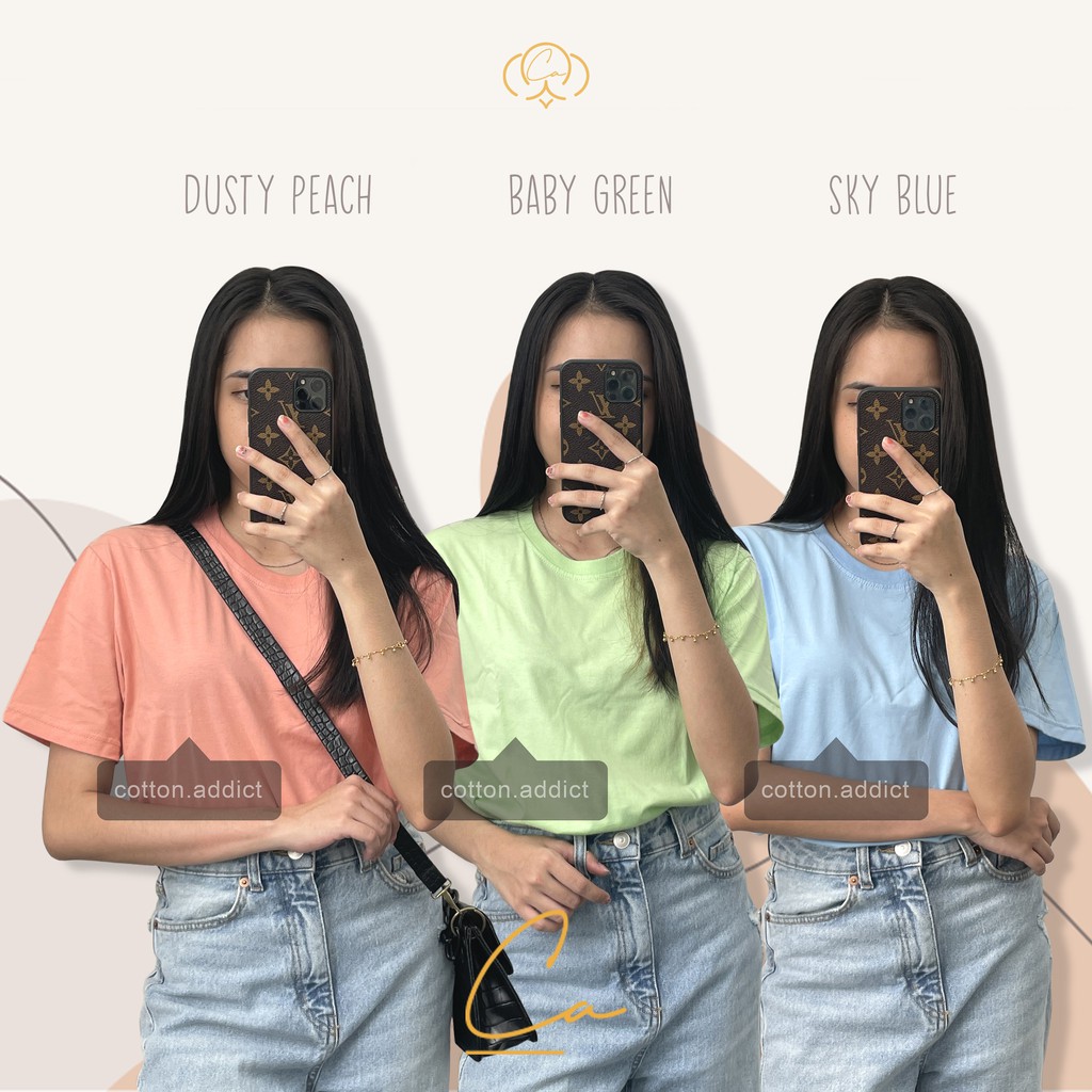 Kaos Polos Cotton Combed 24s 30s Oneck | Baju Tshirt Pria Wanita Unisex Pendek Sage Lilac Beige Toff