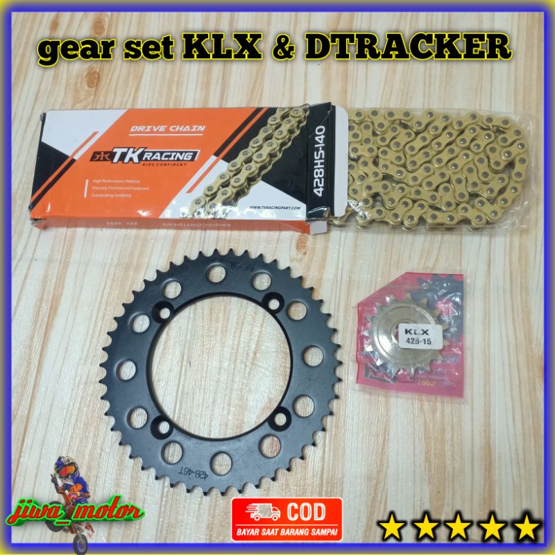 gear set KLX DTRACKER 150 black series rantai TK racing harian dan trabas gear set klx 150 gear set 