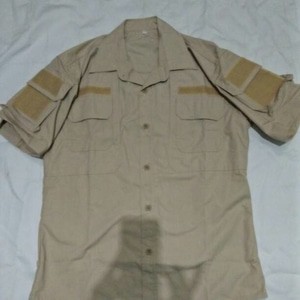 short sleeve helicon/kemeja pendek krem muda ripstop cotton