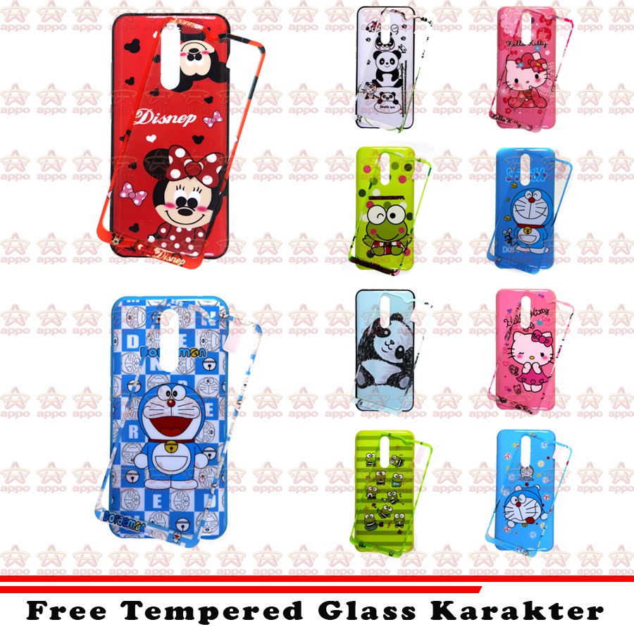 Xiaomi Redmi 8 Soft Case 360 Karakter Doraemon Hello Kitty + Tempred Glass karakter