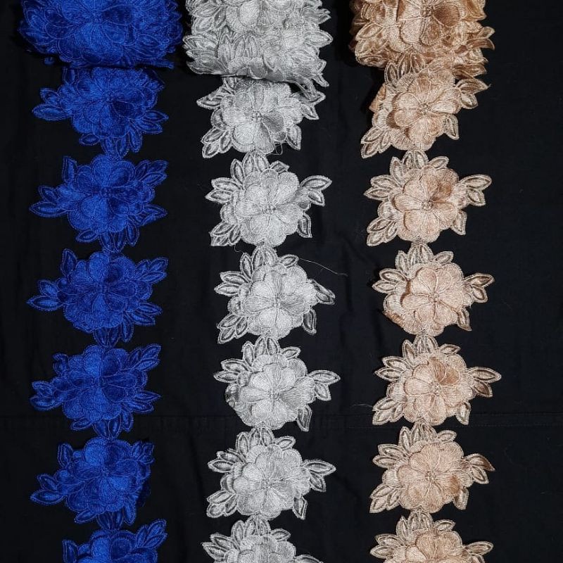 renda roll bunga timbul 3d lebar 13 cm motif liora
