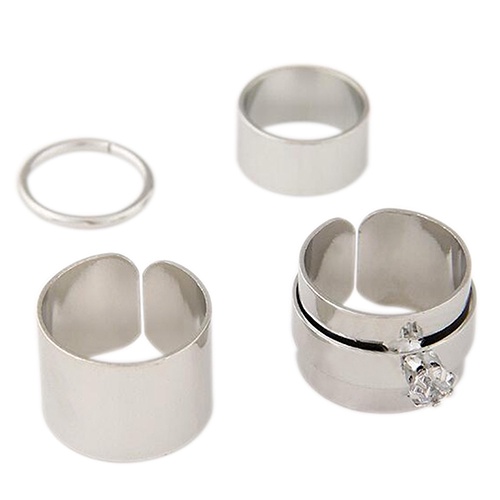 Hu Hu Hu Hu Hu Alat Bantu Pasang Kacamata♡ 4pcs / Set Cincin Buku Jari Aneka Bentuk Gaya Punk Untuk Pria / Wanita