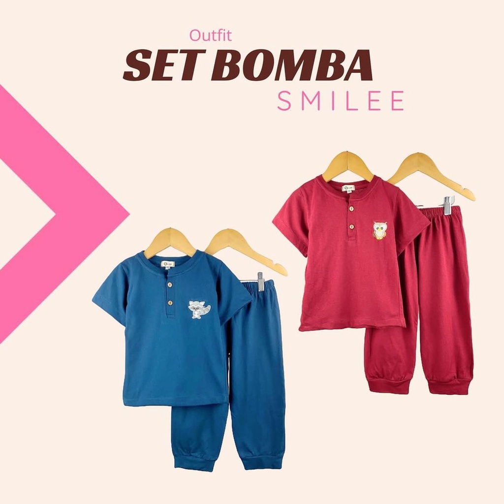 SETELAN ANAK UNISEX WARNA POLOS BORDIR MOTIF HEWAN 1-6 TAHUN