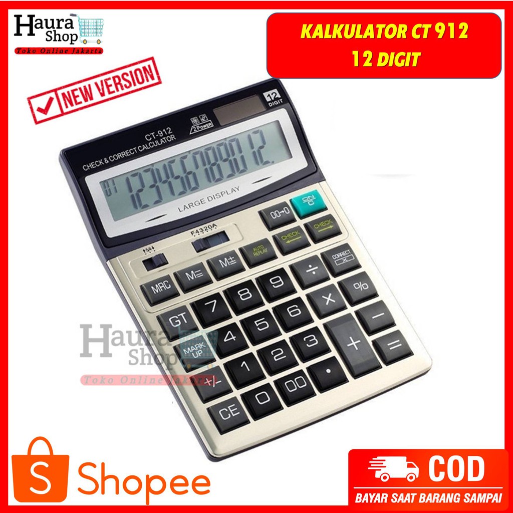 Kalkulator CT-912 CT 912 Large Display 12 Digit Versi Terbaru Bkn Citizen CT-912