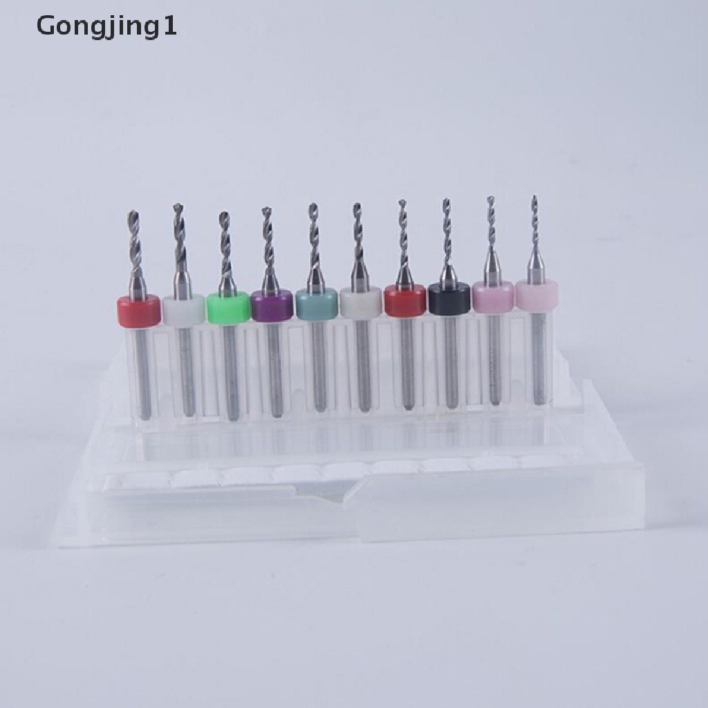 Gongjing1 10Pcs / set Mata Bor micro mini Bahan carbide CNC Untuk Papan Sirkuit PCB bits