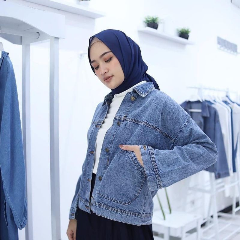 JAKET JEANS WANITA HODIE JAKET CEWEK JUMBO OVERSIZE JINS DENIM JAKET LEPIS KEKINIAN-5
