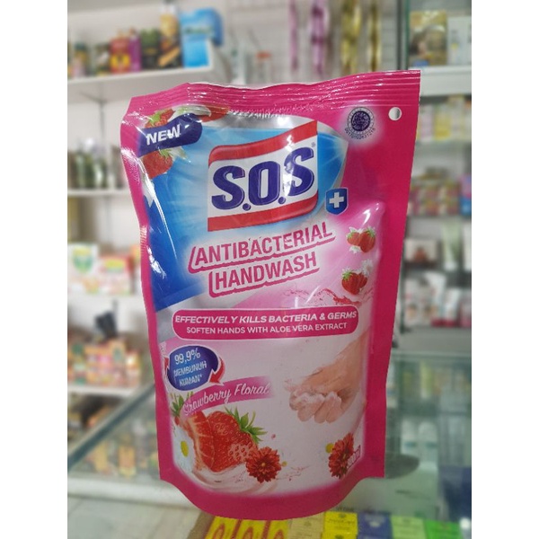 S.O.S Antibakterial Handwash Strawberry Floral 300 ml / Sabun Pencuci Tangan