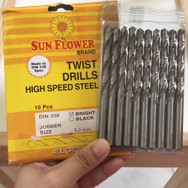 Mata Bor Besi SUN FLOWER 8mm - Hss Twist Drill Bit 8mm Bunga (1pcs)