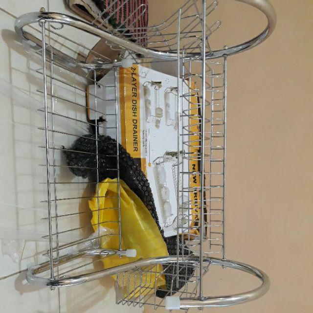 Aigootan - Rak Piring 2 Tingkat Stainless Steel - Rak Peralatan Dapur Import Murah Anti Karat