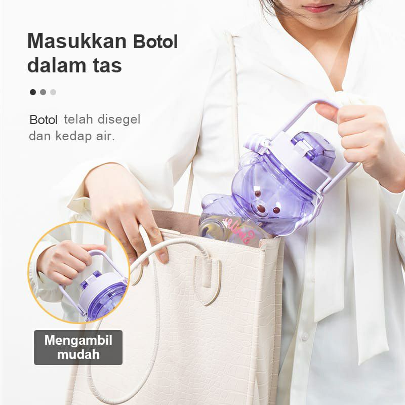 Botol Minum Motivasi Gradisi Pastel 1.3 Liter Teddy Bear