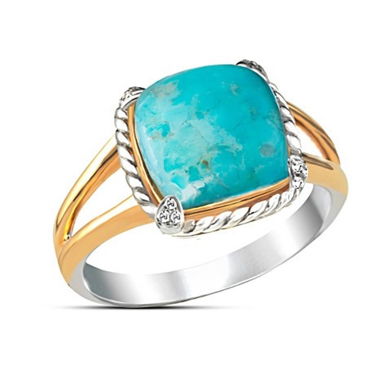 Cincin Berlian Turquoise Gaya Bohemian Untuk Wanita