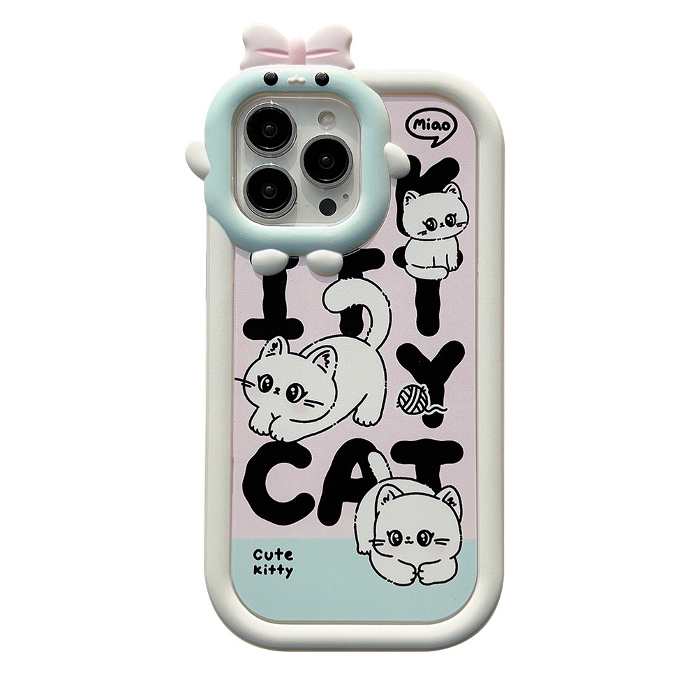 Casing Silikon 2 IN 1 Motif Kartun Kucing 3D Untuk Iphone 14 11 12 13 PRO MAX