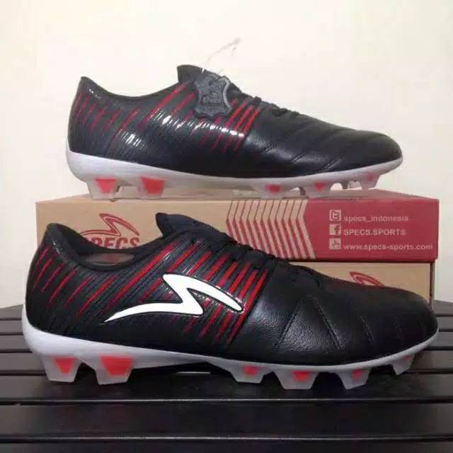 Sepatu bola specs Barricada Lea FG - Black/Emperor red/White (100856)