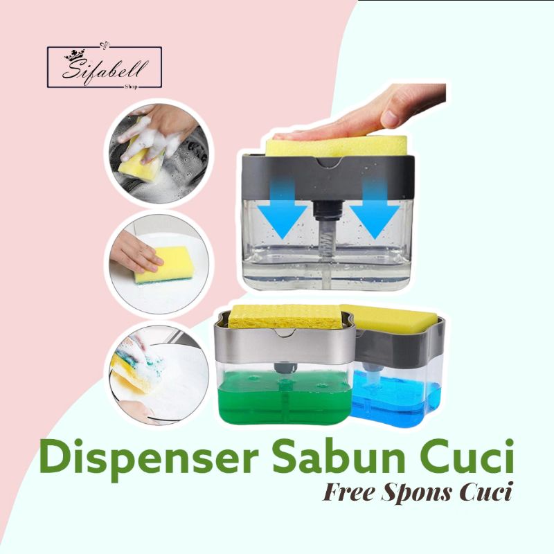 Dispenser Sabun Cuci Piring Tempat Sabun Cuci Piring Holder Spons 2in1