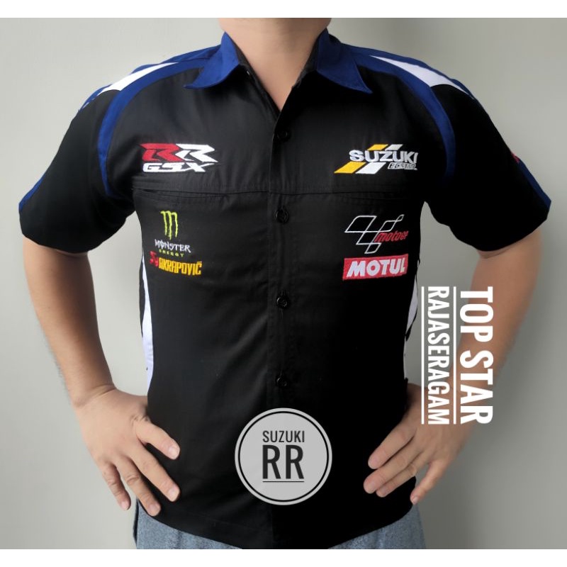 Baju Seragam Kemeja Otomotif SUZUKI Motor RR GSX Komunitas Moto GP Kemeja Bordir