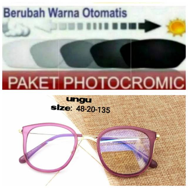 Paket Hemat : Frame Kacamata Terbaru Yola Free Lensa Photocromic Minus Anti UV Dan Plus