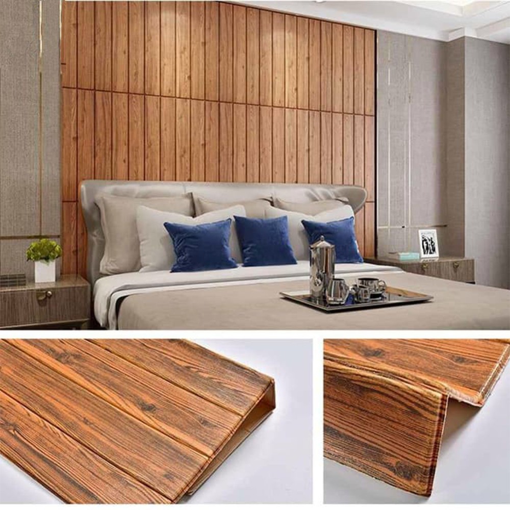 Wallpaper dinding Foam 3D  Kayu 70x77cm KAYU FOAM Brick Panel WallSticker Dekorasi Dinding-5