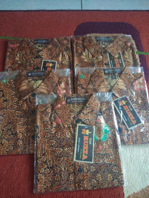 Ruzza Batik Anak Usia 0-7 Tahun / Kemeja Laki-laki / Hem Motif Sogan Pelangi Warna Coklat