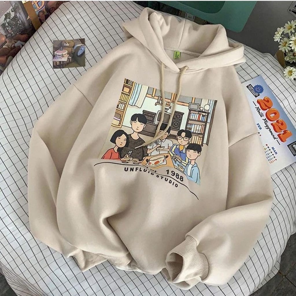 HOODIE OVERSIZE UNFLUID STUDIO /// JUMPER KOREAN STYLE SIZE M TO XXL FLEECE TEBAL KEKINIAN TERBARU'''