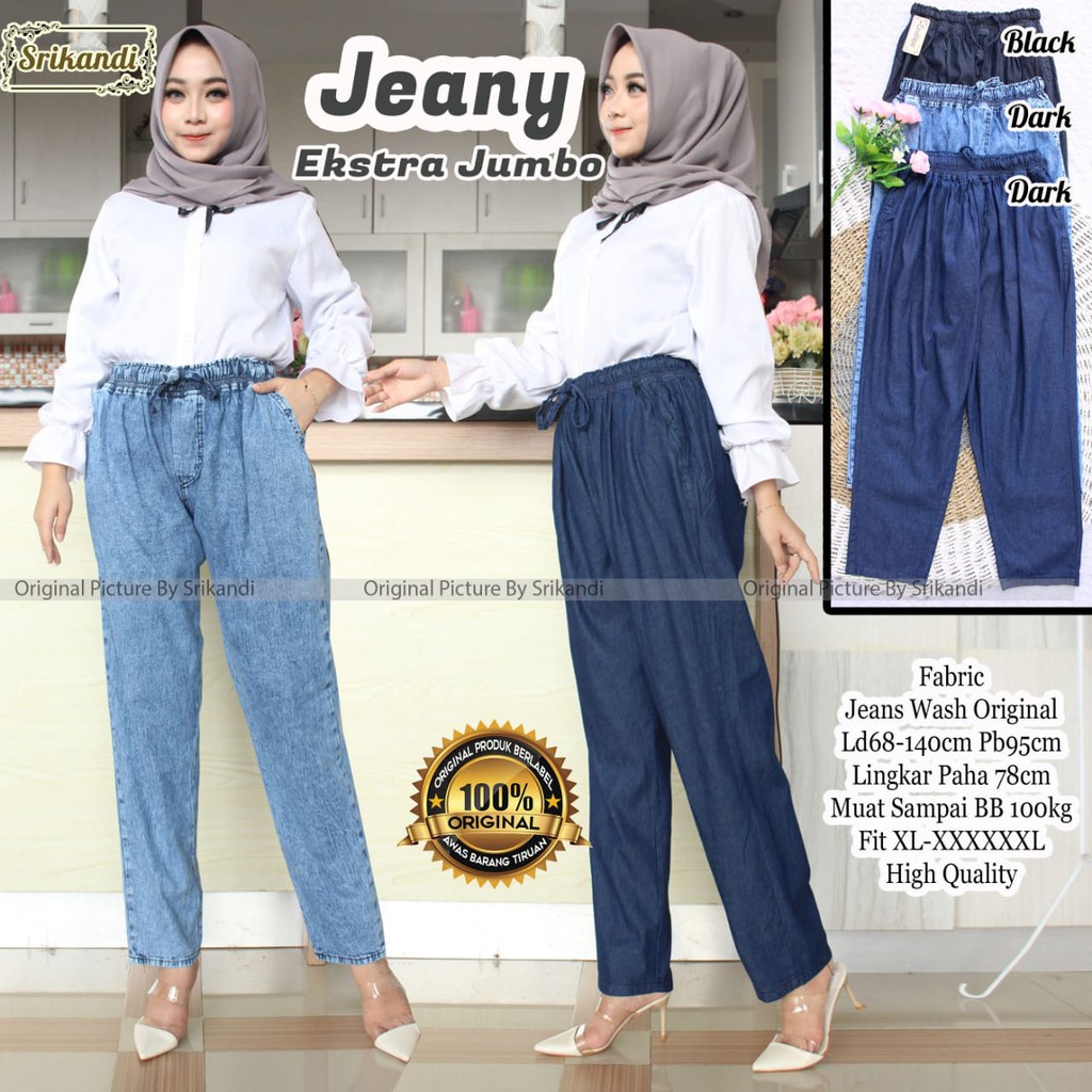 jeany extra jumbo celana jeans by srikandi