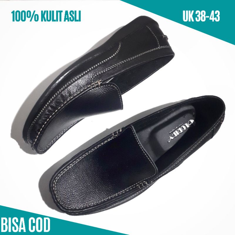 sepatu pria casual kulit asli berkualitas premium terbaru