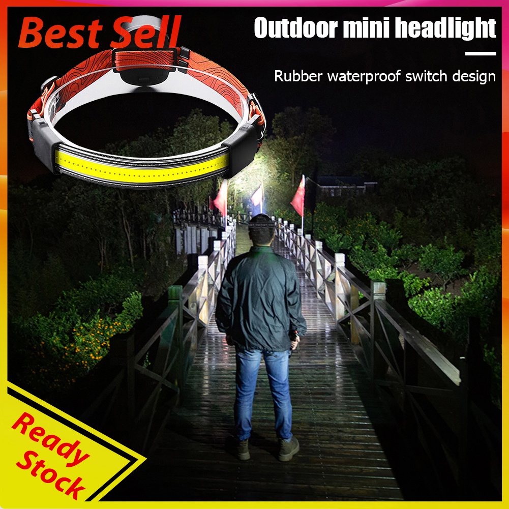 Portable Mini COB LED Headlight USB Rechargeable Camping Head Work Light